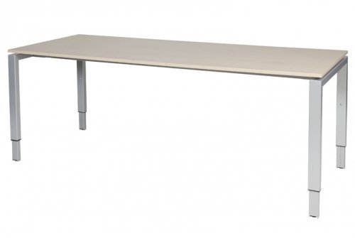 Schaffenburg Domino bureau hoogte instelbaar (62-85cm) met 200x80cm'zwevend'lindberg eiken 20mm blad en aluminium (RAL9006) N-poot frame