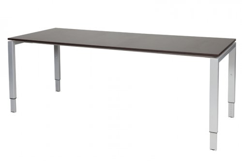 Schaffenburg Domino bureau hoogte instelbaar (62-85cm) met 200x80cm'zwevend'wenge donker 20mm blad en aluminium (RAL9006) N-poot frame