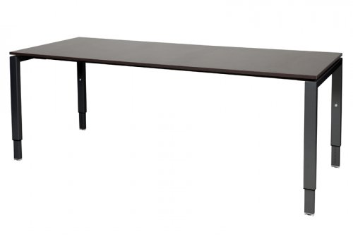 Schaffenburg Domino bureau hoogte instelbaar (62-85cm) met 200x80cm'zwevend'wenge donker 20mm blad en zwart (RAL9011) N-poot frame
