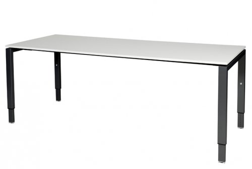 Domino bureau, hoogte instelbaar (62-85cm) met 200x80cm 'zwevend' 20mm blad en N-poot frame
