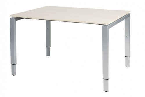 Schaffenburg Domino bureau hoogte instelbaar (62-85cm) met 120x90cm'zwevend'lindberg eiken 20mm blad en aluminium (RAL9006) N-poot frame