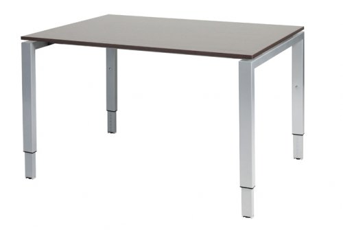 Schaffenburg Domino bureau hoogte instelbaar (62-85cm) met 120x90cm'zwevend'wenge donker 20mm blad en aluminium (RAL9006) N-poot frame
