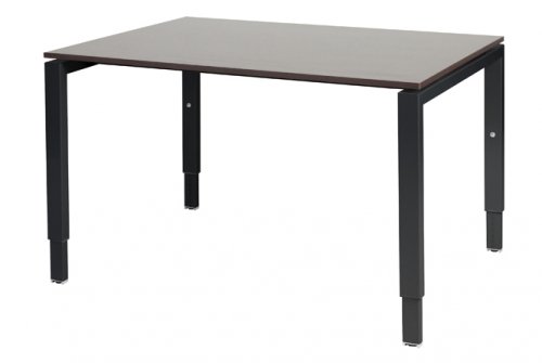 Schaffenburg Domino bureau hoogte instelbaar (62-85cm) met 120x90cm'zwevend'wenge donker 20mm blad en zwart (RAL9011) N-poot frame