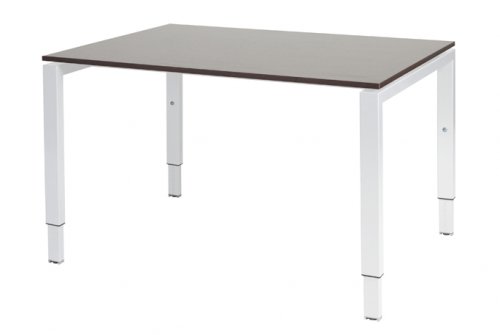 Schaffenburg Domino bureau hoogte instelbaar (62-85cm) met 120x90cm'zwevend'wenge donker 20mm blad en wit (RAL9010) N-poot frame