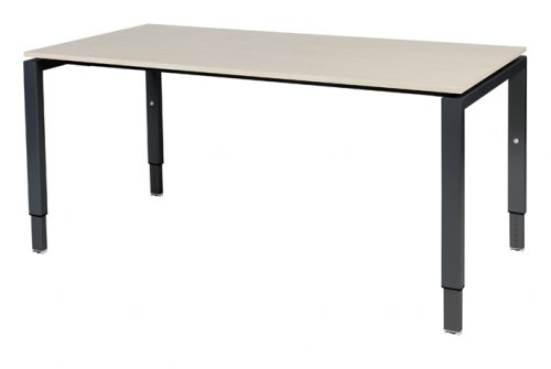 Schaffenburg Domino bureau hoogte instelbaar (62-85cm) met 160x90cm'zwevend'lindberg eiken 20mm blad en zwart (RAL9011) N-poot frame