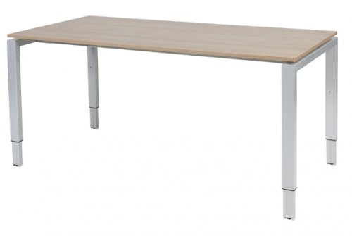 Schaffenburg Domino bureau hoogte instelbaar (62-85cm) met 160x90cm'zwevend'kersen licht 20mm blad en aluminium (RAL9006) N-poot frame