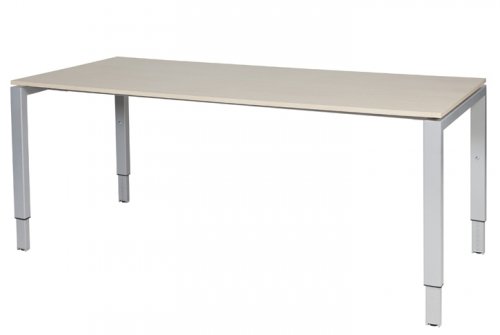 Schaffenburg Domino bureau hoogte instelbaar (62-85cm) met 180x90cm'zwevend'lindberg eiken 20mm blad en aluminium (RAL9006) N-poot frame