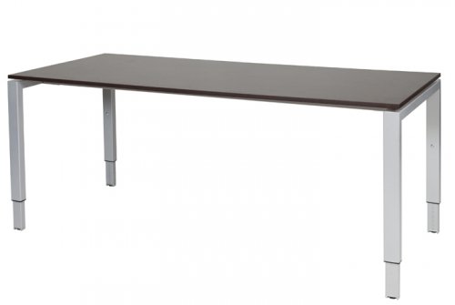 Schaffenburg Domino bureau hoogte instelbaar (62-85cm) met 180x90cm'zwevend'wenge donker 20mm blad en aluminium (RAL9006) N-poot frame