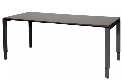 Schaffenburg Domino bureau hoogte instelbaar (62-85cm) met 180x90cm'zwevend'wenge donker 20mm blad en zwart (RAL9011) N-poot frame