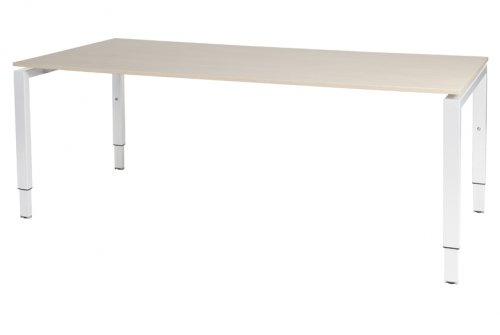 Domino bureau, hoogte instelbaar (62-85cm) met 200x90cm 'zwevend' 20mm blad en N-poot frame