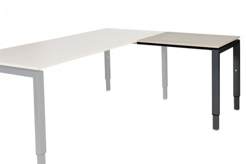 Domino aanbouwtafel, hoogte instelbaar (62-85cm) met 80x60cm 'zwevend' 20mm blad en N-poot frame