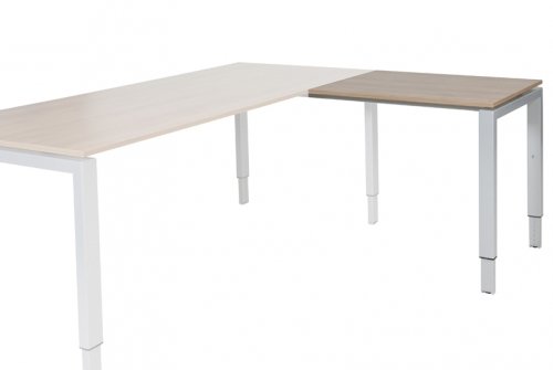 Domino aanbouwtafel, hoogte instelbaar (62-85cm) met 80x60cm 'zwevend' 20mm blad en N-poot frame