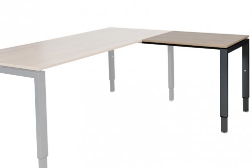 Domino aanbouwtafel, hoogte instelbaar (62-85cm) met 80x60cm 'zwevend' 20mm blad en N-poot frame