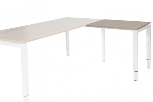 Schaffenburg Domino aanbouwtafel hoogte instelbaar (62-85cm) met 80x60cm'zwevend'kersen licht 20mm blad en wit (RAL9010) N-poot frame