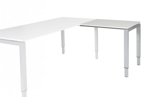 Schaffenburg Domino aanbouwtafel hoogte instelbaar (62-85cm) met 80x60cm'zwevend'licht grijs 20mm blad en aluminium (RAL9006) N-poot frame