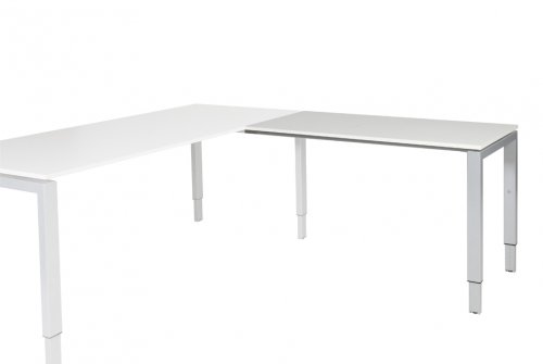 Domino aanbouwtafel, hoogte instelbaar (62-85cm) met 120x60cm 'zwevend' 20mm blad en N-poot frame