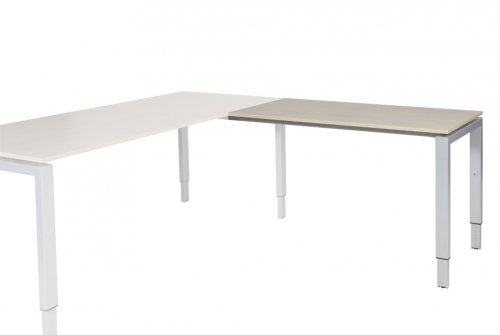 Domino aanbouwtafel, hoogte instelbaar (62-85cm) met 120x60cm 'zwevend' 20mm blad en N-poot frame
