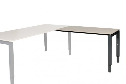 Domino aanbouwtafel, hoogte instelbaar (62-85cm) met 120x60cm 'zwevend' 20mm blad en N-poot frame