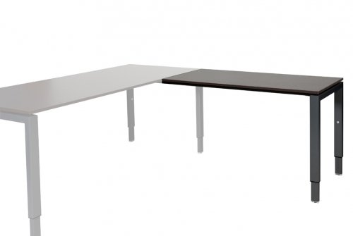 Domino aanbouwtafel, hoogte instelbaar (62-85cm) met 120x60cm 'zwevend' 20mm blad en N-poot frame