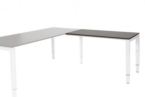 Domino aanbouwtafel, hoogte instelbaar (62-85cm) met 120x60cm 'zwevend' 20mm blad en N-poot frame