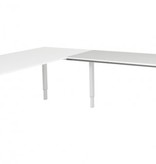 Domino aanbouwtafel, hoogte instelbaar (62-85cm) met 120x60cm 'zwevend' 20mm blad en N-poot frame