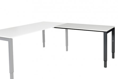 Domino aanbouwtafel, hoogte instelbaar (62-85cm) met 120x60cm 'zwevend' 20mm blad en N-poot frame