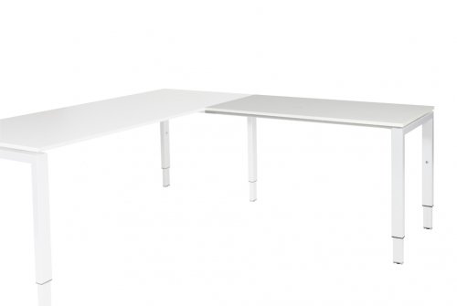 Domino aanbouwtafel, hoogte instelbaar (62-85cm) met 120x60cm 'zwevend' 20mm blad en N-poot frame