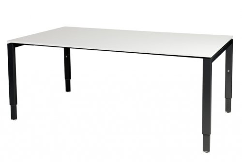 Domino vergadertafel, hoogte instelbaar (62-85cm) met 180x100cm 'zwevend' 20mm blad en N-poot frame