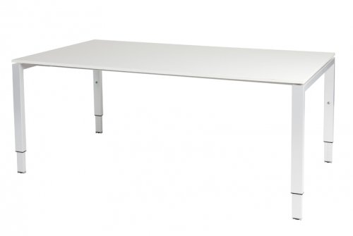 Domino vergadertafel, hoogte instelbaar (62-85cm) met 180x100cm 'zwevend' 20mm blad en N-poot frame