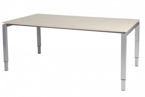 Domino vergadertafel, hoogte instelbaar (62-85cm) met 180x100cm 'zwevend' 20mm blad en N-poot frame
