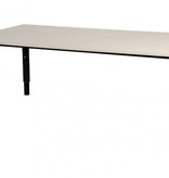 Domino vergadertafel, hoogte instelbaar (62-85cm) met 180x100cm 'zwevend' 20mm blad en N-poot frame