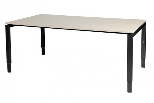 Domino vergadertafel, hoogte instelbaar (62-85cm) met 180x100cm 'zwevend' 20mm blad en N-poot frame
