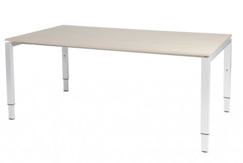 Domino vergadertafel, hoogte instelbaar (62-85cm) met 180x100cm 'zwevend' 20mm blad en N-poot frame