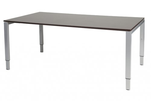 Schaffenburg Domino vergadertafel hoogte instelbaar (62-85cm) met 180x100cm'zwevend'wenge donker 20mm blad en aluminium (RAL9006) N-poot frame