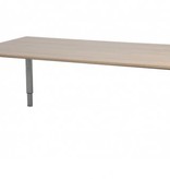 Domino vergadertafel, hoogte instelbaar (62-85cm) met 180x100cm 'zwevend' 20mm blad en N-poot frame