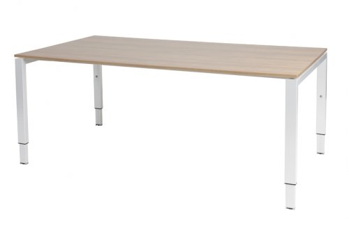 Domino vergadertafel, hoogte instelbaar (62-85cm) met 180x100cm 'zwevend' 20mm blad en N-poot frame