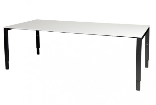 Domino vergadertafel, hoogte instelbaar (62-85cm) met 200x100cm 'zwevend' 20mm blad en N-poot frame