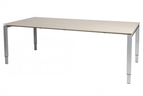 Domino vergadertafel, hoogte instelbaar (62-85cm) met 200x100cm 'zwevend' 20mm blad en N-poot frame