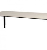 Domino vergadertafel, hoogte instelbaar (62-85cm) met 200x100cm 'zwevend' 20mm blad en N-poot frame