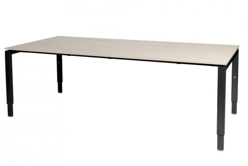 Domino vergadertafel, hoogte instelbaar (62-85cm) met 200x100cm 'zwevend' 20mm blad en N-poot frame