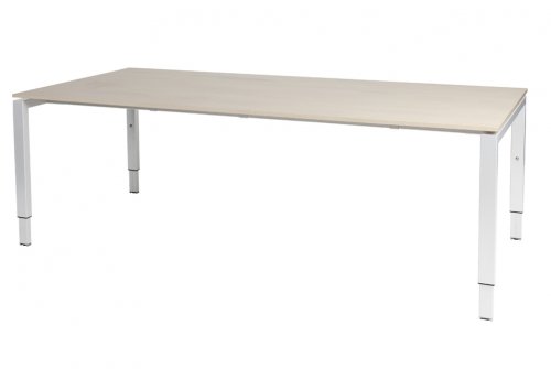 Domino vergadertafel, hoogte instelbaar (62-85cm) met 200x100cm 'zwevend' 20mm blad en N-poot frame