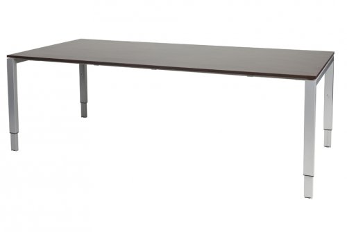 Domino vergadertafel, hoogte instelbaar (62-85cm) met 200x100cm 'zwevend' 20mm blad en N-poot frame