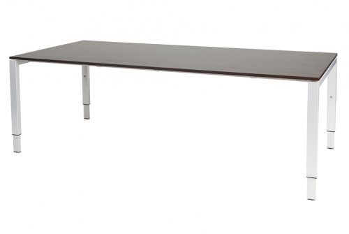 Domino vergadertafel, hoogte instelbaar (62-85cm) met 200x100cm 'zwevend' 20mm blad en N-poot frame