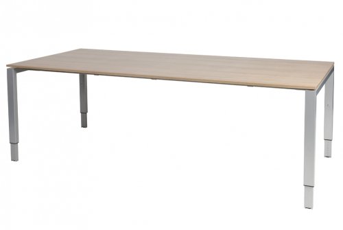 Domino vergadertafel, hoogte instelbaar (62-85cm) met 200x100cm 'zwevend' 20mm blad en N-poot frame