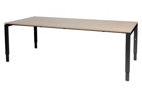 Domino vergadertafel, hoogte instelbaar (62-85cm) met 200x100cm 'zwevend' 20mm blad en N-poot frame