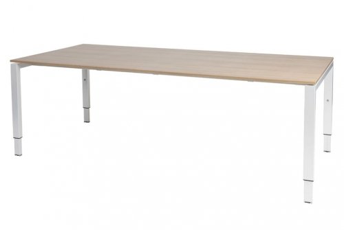 Domino vergadertafel, hoogte instelbaar (62-85cm) met 200x100cm 'zwevend' 20mm blad en N-poot frame