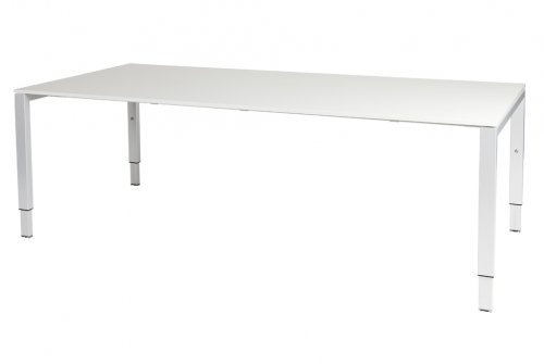 Domino vergadertafel, hoogte instelbaar (62-85cm) met 200x100cm 'zwevend' 20mm blad en N-poot frame
