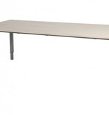 Domino vergadertafel, hoogte instelbaar (62-85cm) met 220x100cm 'zwevend' 20mm blad en N-poot frame