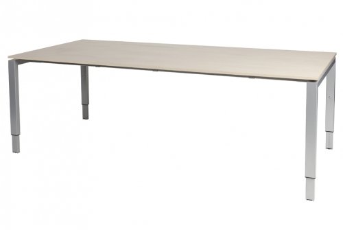 Domino vergadertafel, hoogte instelbaar (62-85cm) met 220x100cm 'zwevend' 20mm blad en N-poot frame