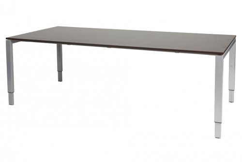 Domino vergadertafel, hoogte instelbaar (62-85cm) met 220x100cm 'zwevend' 20mm blad en N-poot frame